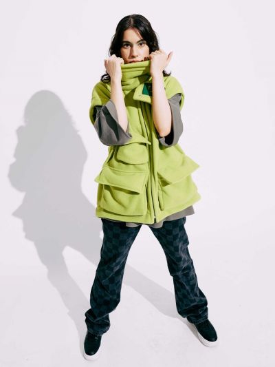  BE High Collar Vest Lime Green - TamoTamo x Emil Rengle