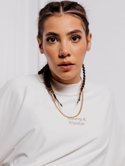 Young and Bipolar Minimal Ivory Tee Basic Line
