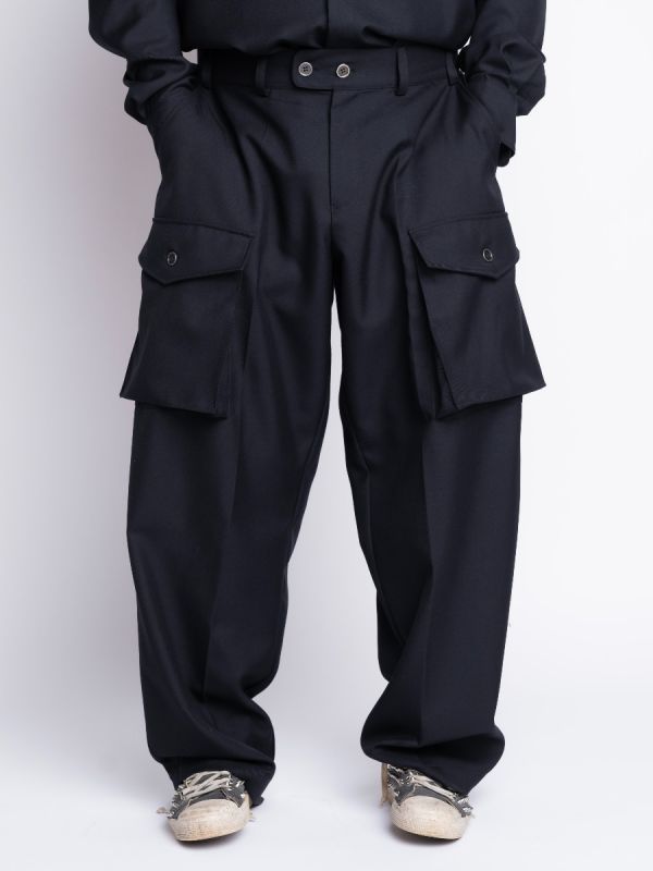 The Airy Bluemarin Wool Relaxed Fit Trousers