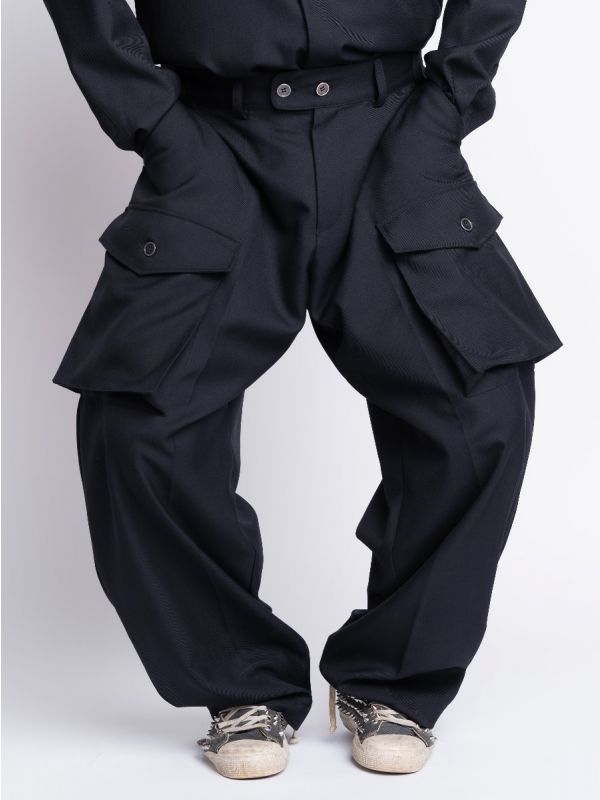 The Airy Bluemarin Wool Relaxed Fit Trousers