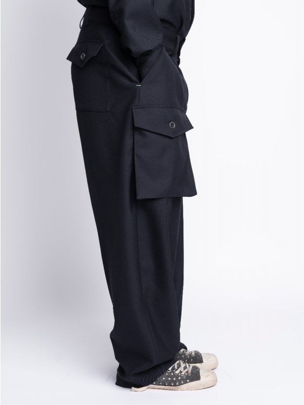 The Airy Bluemarin Wool Relaxed Fit Trousers