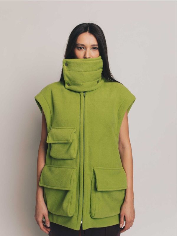  BE High Collar Vest Lime Green - TamoTamo x Emil Rengle