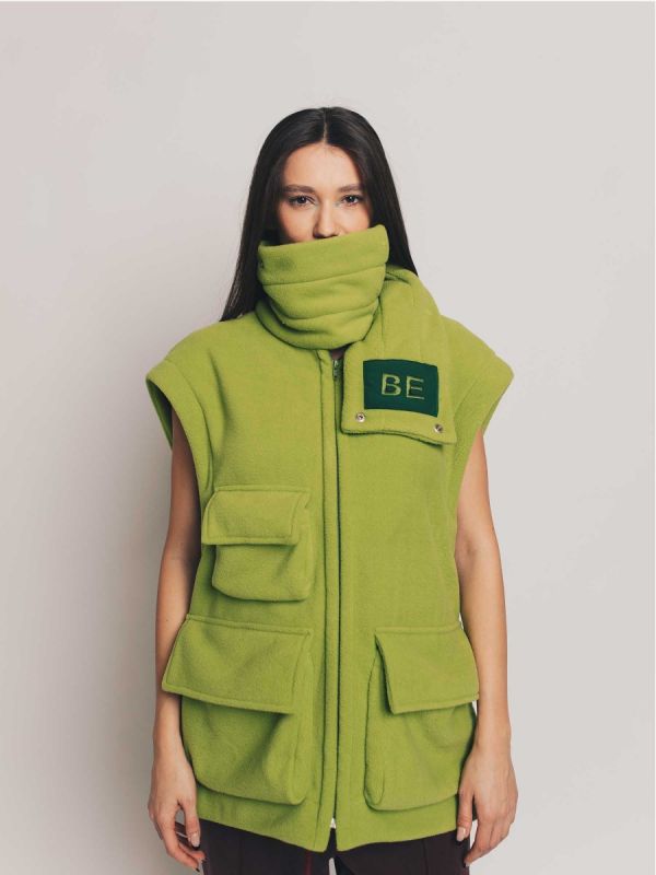  BE High Collar Vest Lime Green - TamoTamo x Emil Rengle