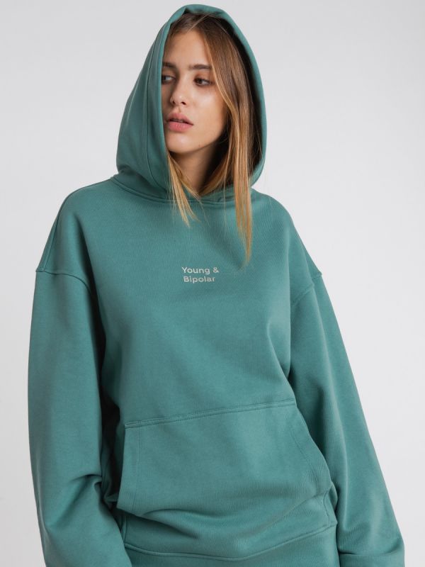 Young and Bipolar Minimal Acapulco Green Basic Line Hoodie