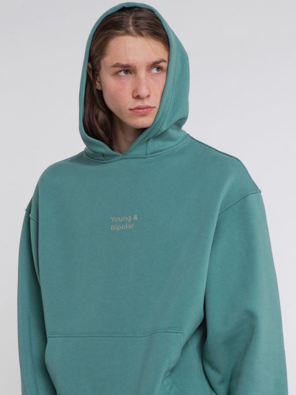 Young and Bipolar Minimal Acapulco Green Basic Line Hoodie