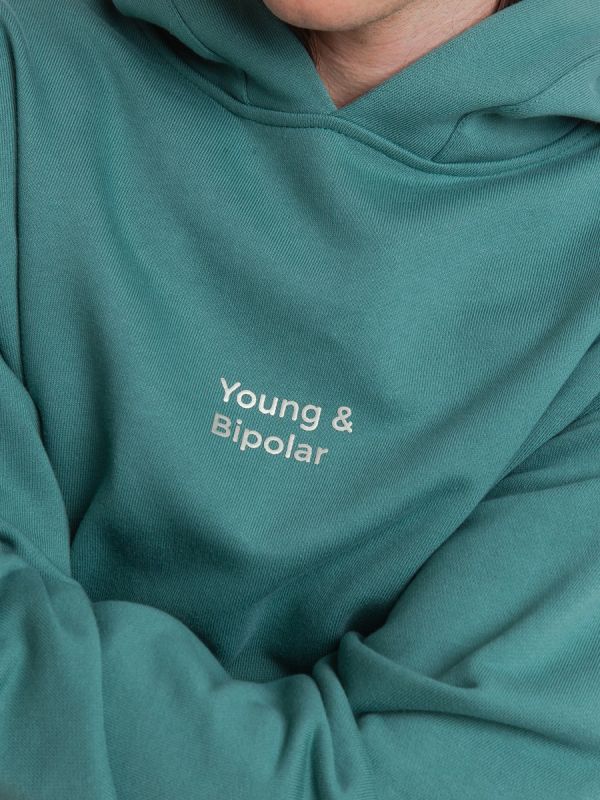 Young and Bipolar Minimal Acapulco Green Basic Line Hoodie