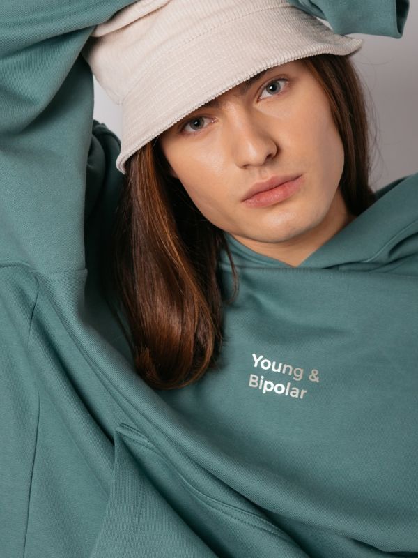 Young and Bipolar Minimal Acapulco Green Basic Line Hoodie