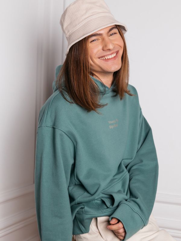 Young and Bipolar Minimal Acapulco Green Basic Line Hoodie