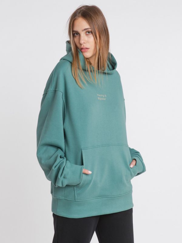 Young and Bipolar Minimal Acapulco Green Basic Line Hoodie