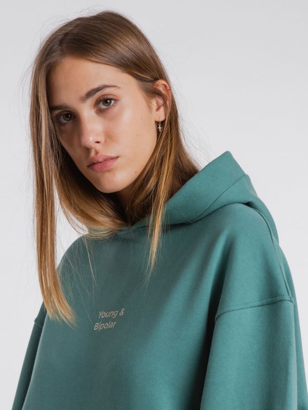 Young and Bipolar Minimal Acapulco Green Basic Line Hoodie