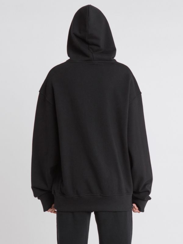 Young and Bipolar Minimal Black Hoodie Basic Line