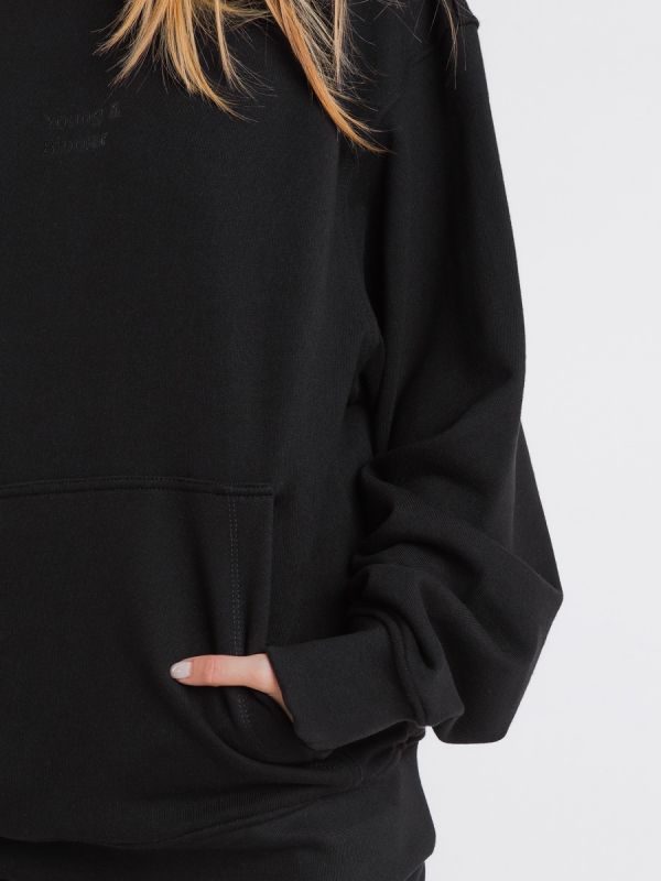 Young and Bipolar Minimal Black Hoodie Basic Line