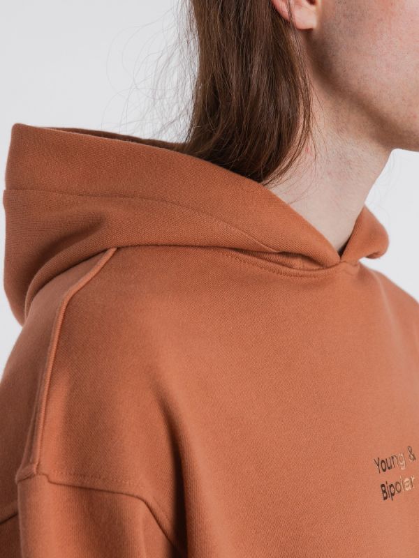 Young and Bipolar Minimal Brown Hoodie Basic Line