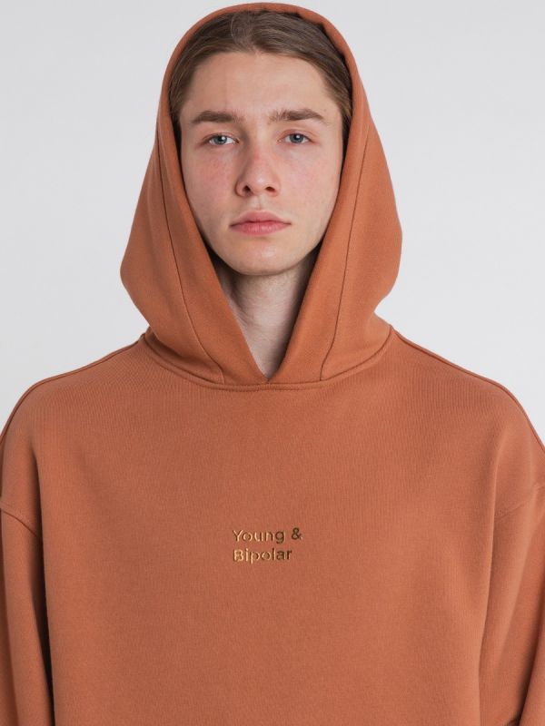 Young and Bipolar Minimal Brown Hoodie Basic Line