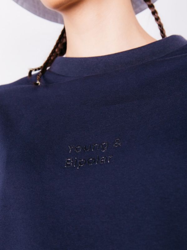 Young and Bipolar Minimal Navy Sweatshirt Basic Line