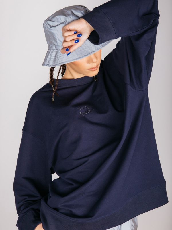 Young and Bipolar Minimal Navy Sweatshirt Basic Line