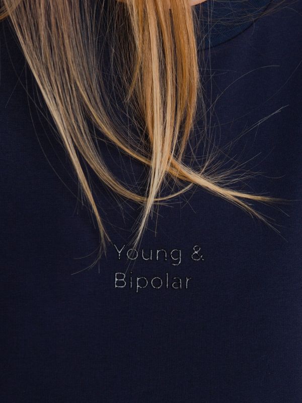 Young and Bipolar Minimal Navy Sweatshirt Basic Line